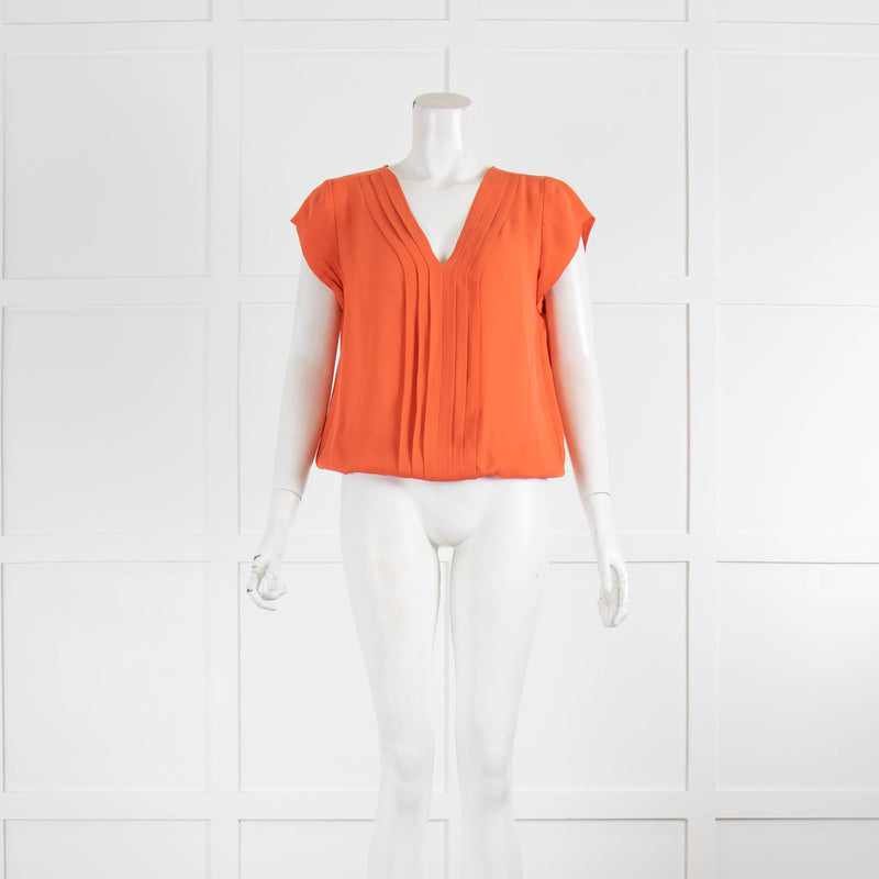 Joie Orange Silk Short Sleeve Top
