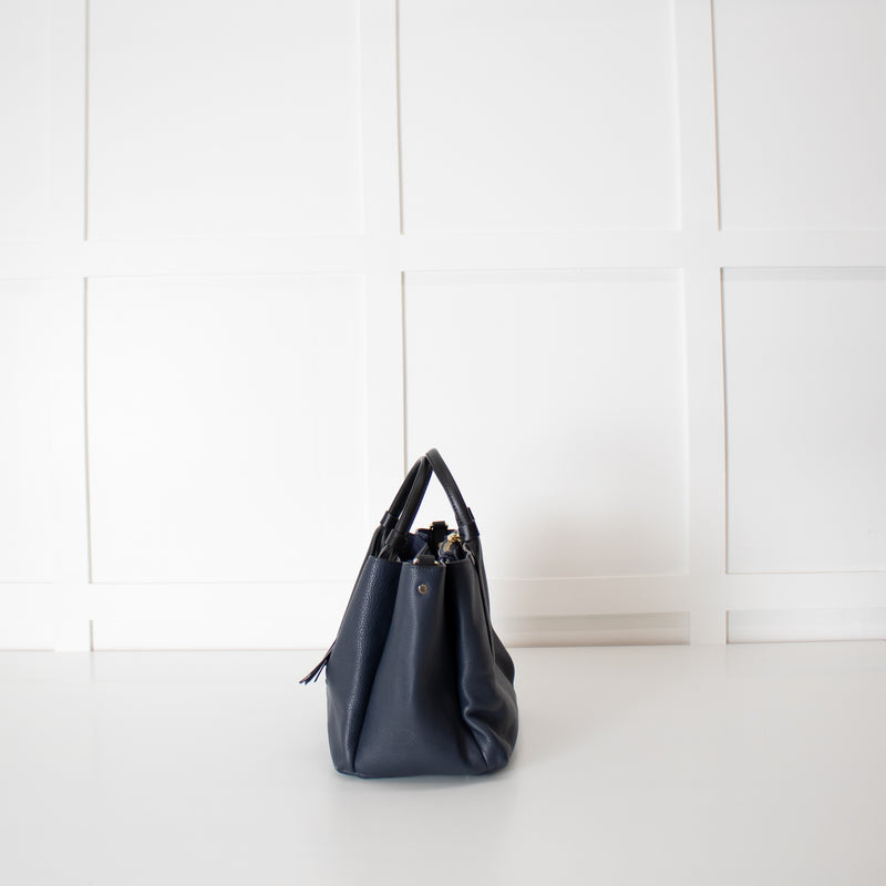 Radley Navy Blue Top Handle with Whipstitch Detail