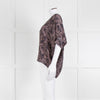 Pyrus Navy Peach Print Oversized Silk Sleeveless Top