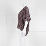 Pyrus Navy Peach Print Oversized Silk Sleeveless Top