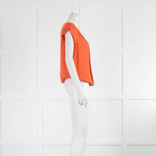 Joie Orange Silk Short Sleeve Top
