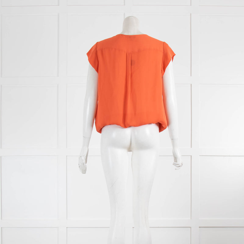 Joie Orange Silk Short Sleeve Top