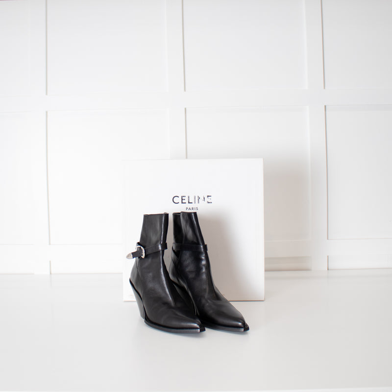 Celine Black Leather Jodphur Ankle Boot