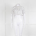 Staud White Black Polka Dot Cropped Shirt