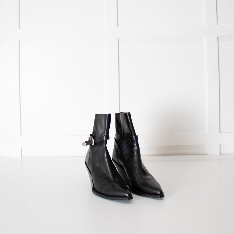 Celine Black Leather Jodphur Ankle Boot