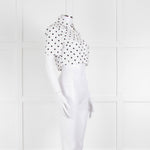 Staud White Black Polka Dot Cropped Shirt