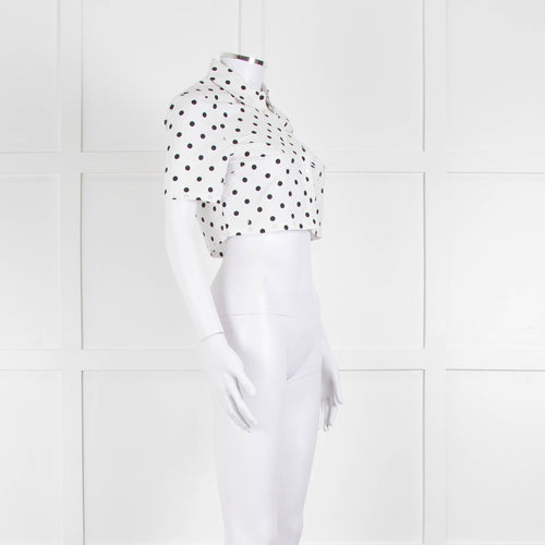 Staud White Black Polka Dot Cropped Shirt