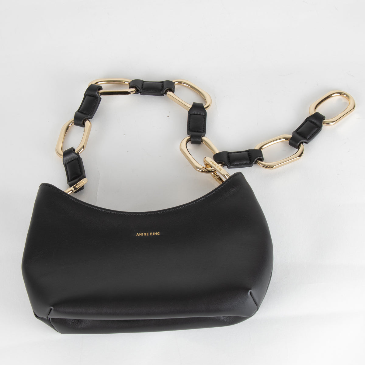 Anine Bing Black Mini Jody Bag With Gold Link Chain