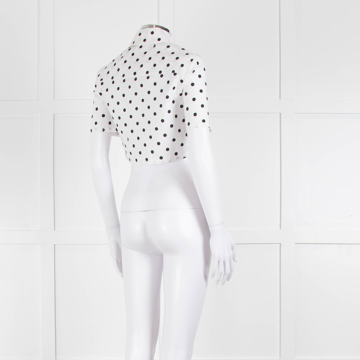 Staud White Black Polka Dot Cropped Shirt