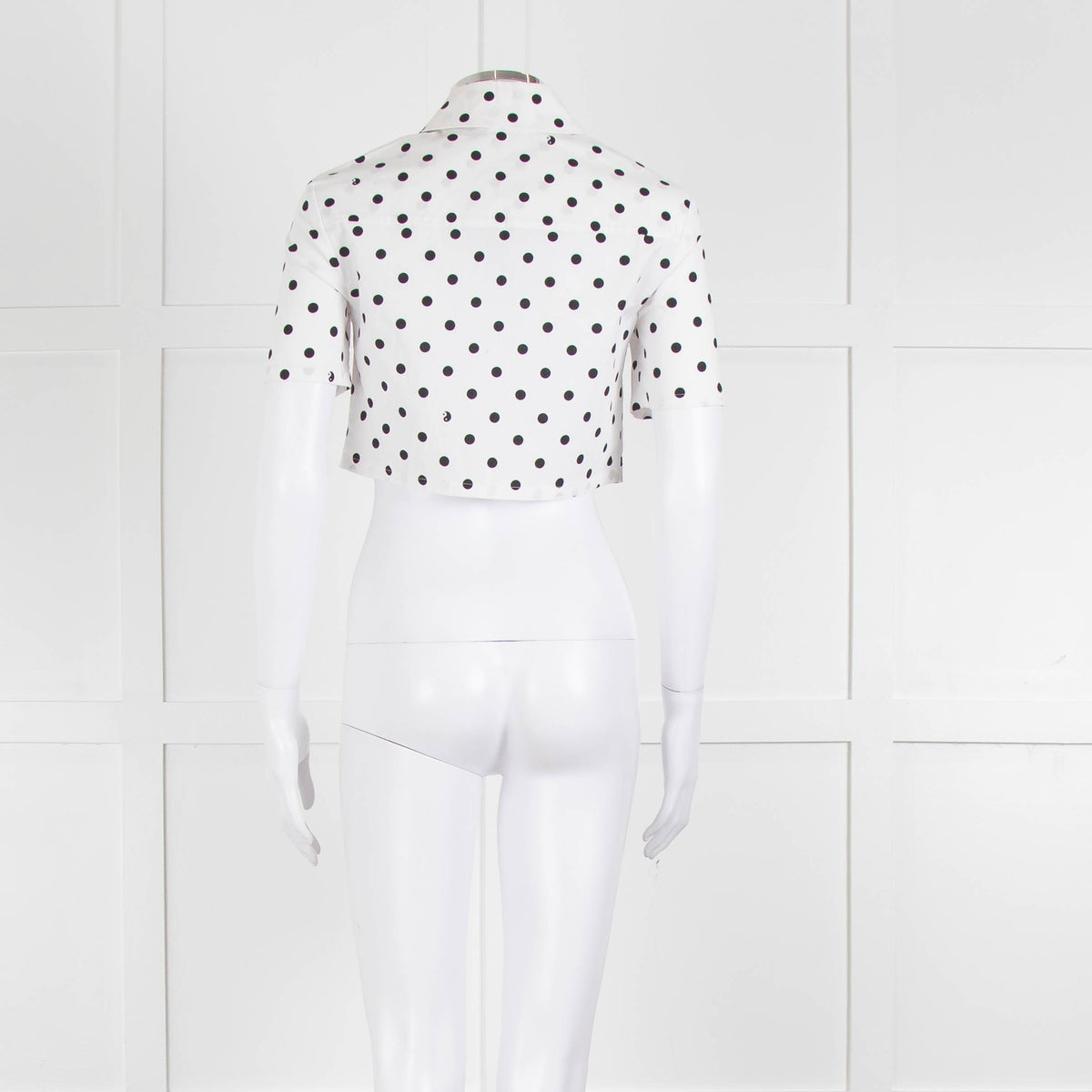 Staud White Black Polka Dot Cropped Shirt