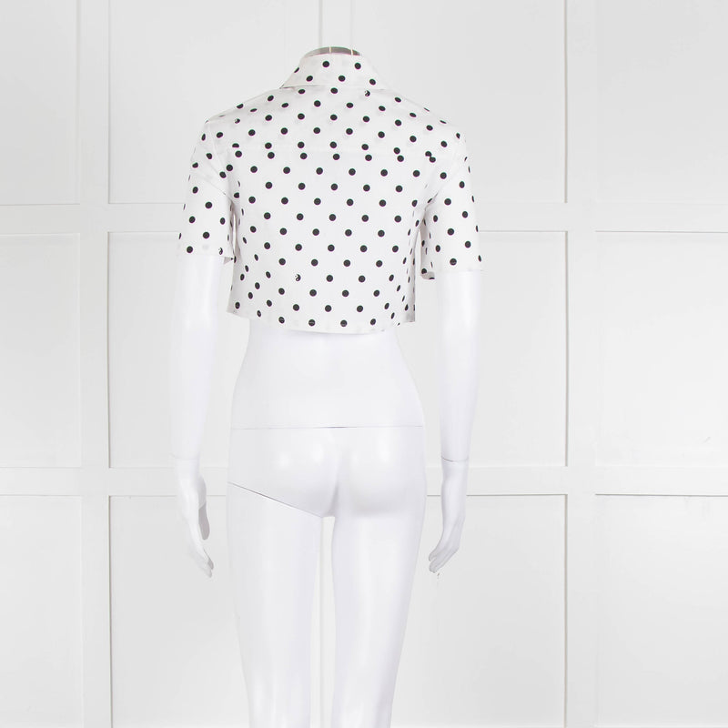 Staud White Black Polka Dot Cropped Shirt