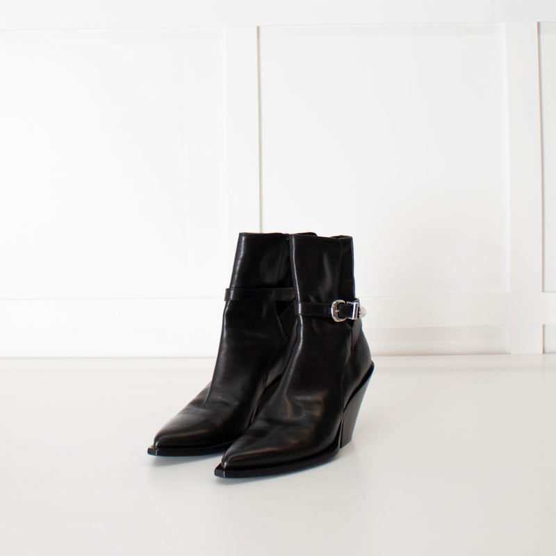 Celine Black Leather Jodphur Ankle Boot