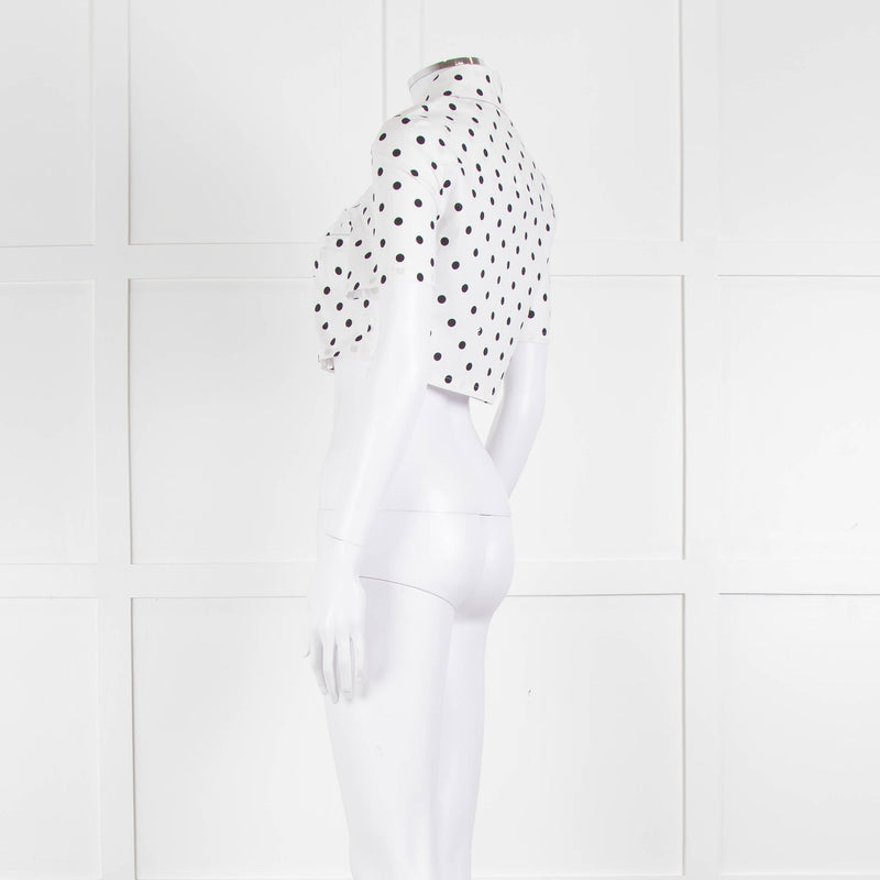 Staud White Black Polka Dot Cropped Shirt