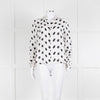 L'Agence White Black Large Dot Silk Blouse