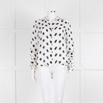 L'Agence White Black Large Dot Silk Blouse