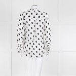 L'Agence White Black Large Dot Silk Blouse