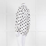 L'Agence White Black Large Dot Silk Blouse