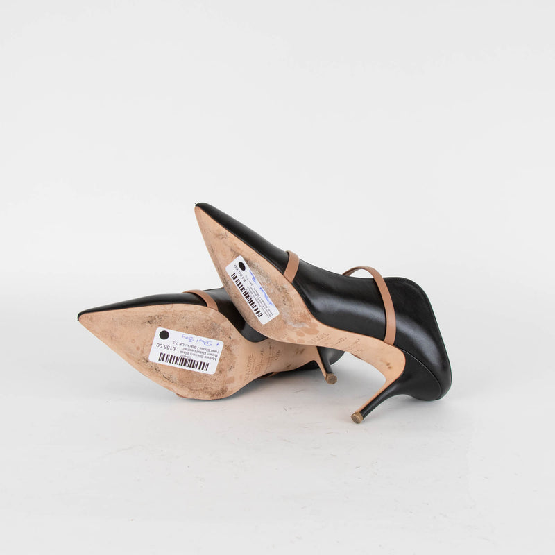 Malone Souliers Maureen Black Brown Detail Leather Heel Shoes