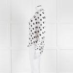 L'Agence White Black Large Dot Silk Blouse