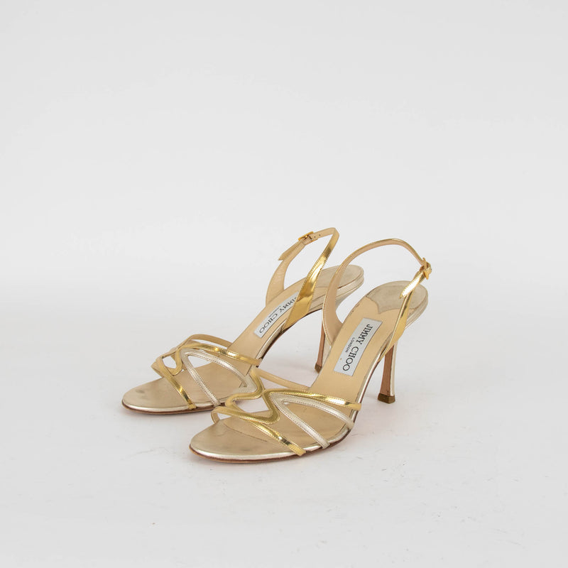 Jimmy Choo Gold Silver Heel Sandals