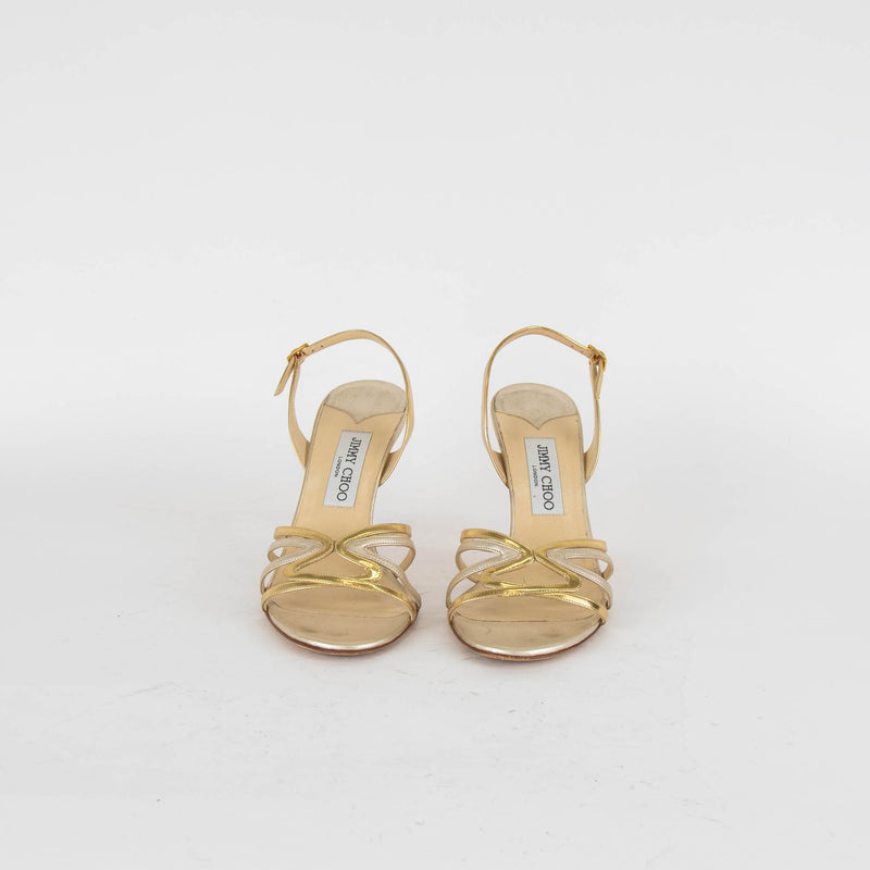 Jimmy Choo Gold Silver Heel Sandals