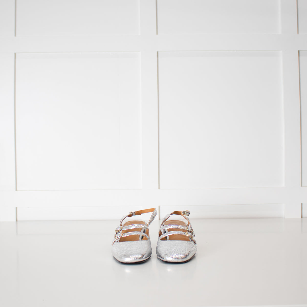 Les Souliers Sezane Silver Slingback Shoes