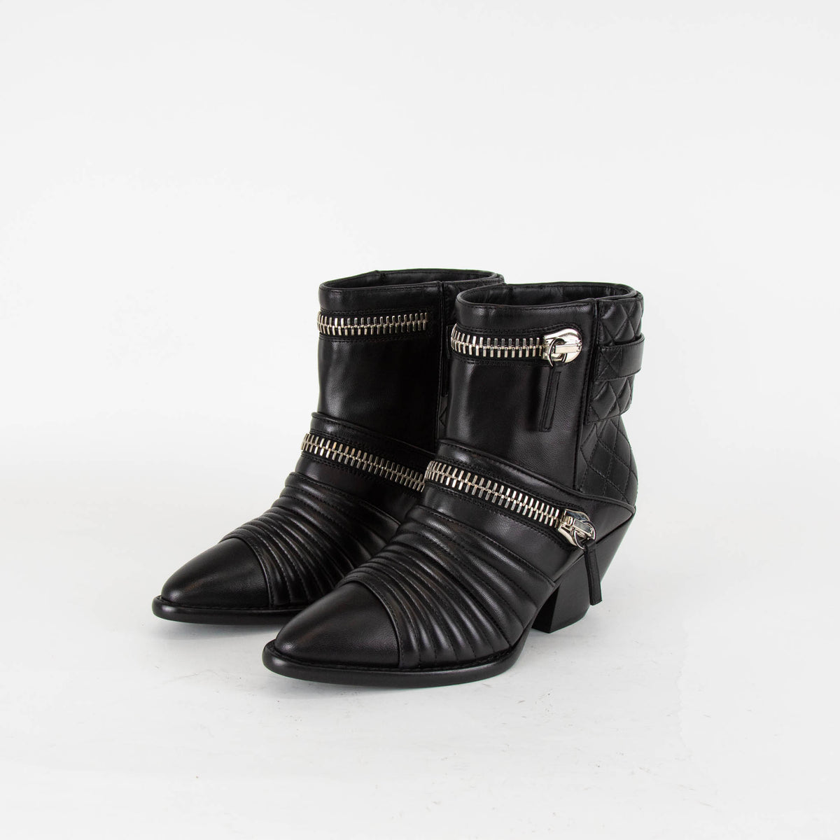 Giuseppe Zanotti Black Leather Ankle Boots With Zips