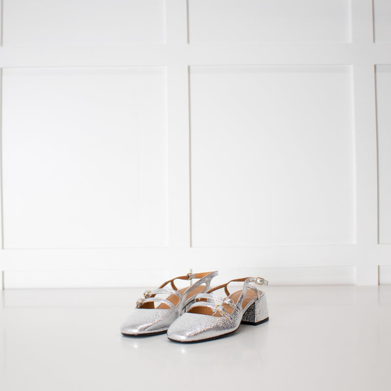 Les Souliers Sezane Silver Slingback Shoes