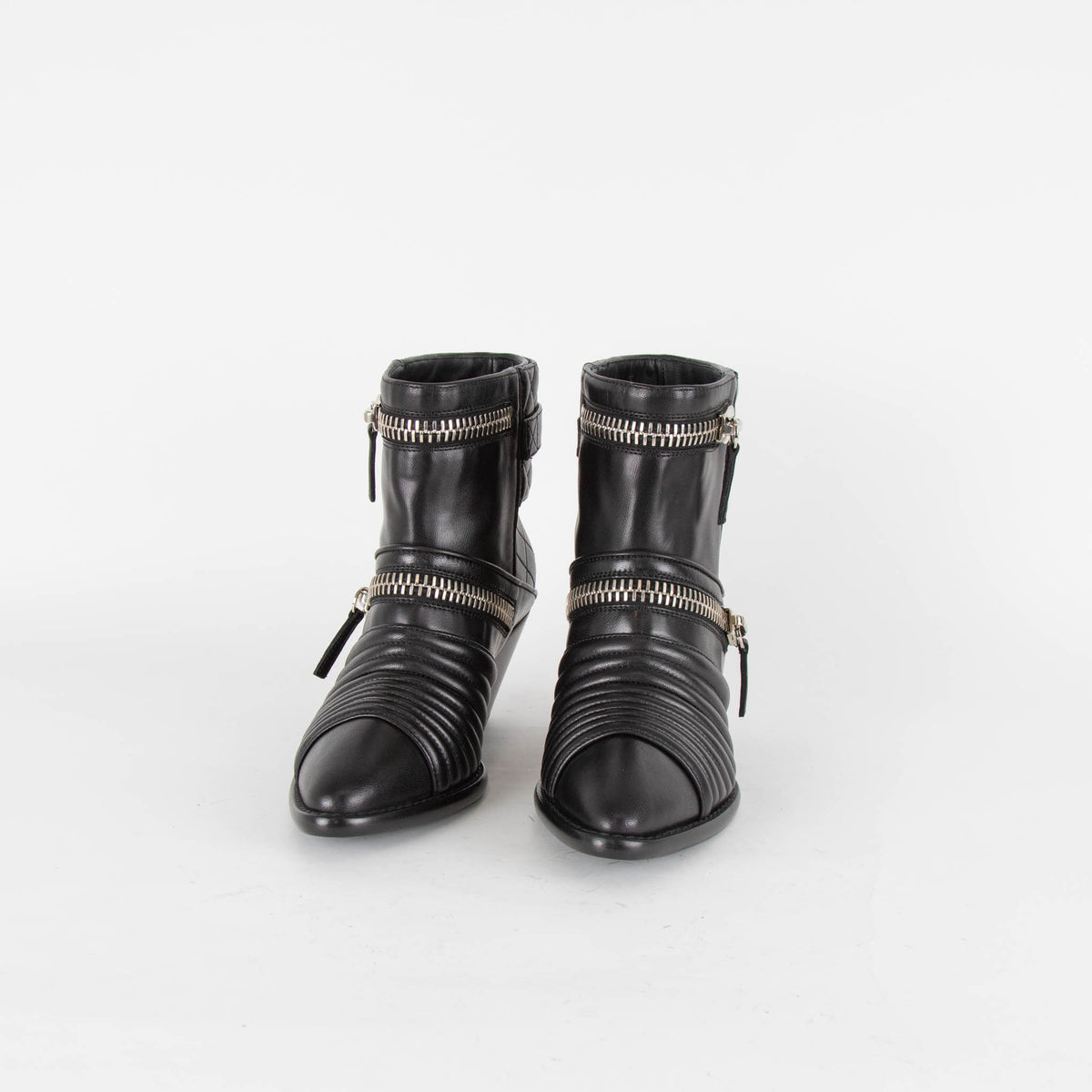 Giuseppe Zanotti Black Leather Ankle Boots With Zips