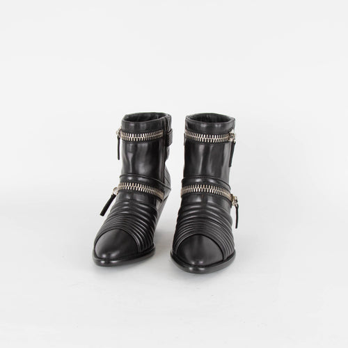 Giuseppe Zanotti Black Leather Ankle Boots With Zips