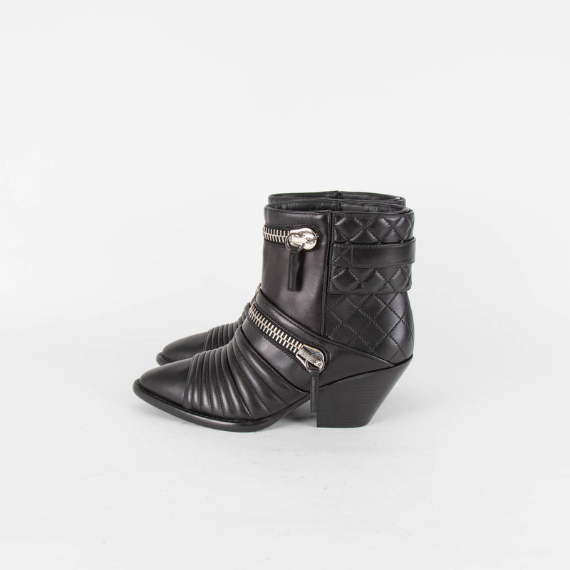 Giuseppe Zanotti Black Leather Ankle Boots With Zips