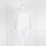 Claudie Pierlot White Scallop Front Detail Short Sleeve Top