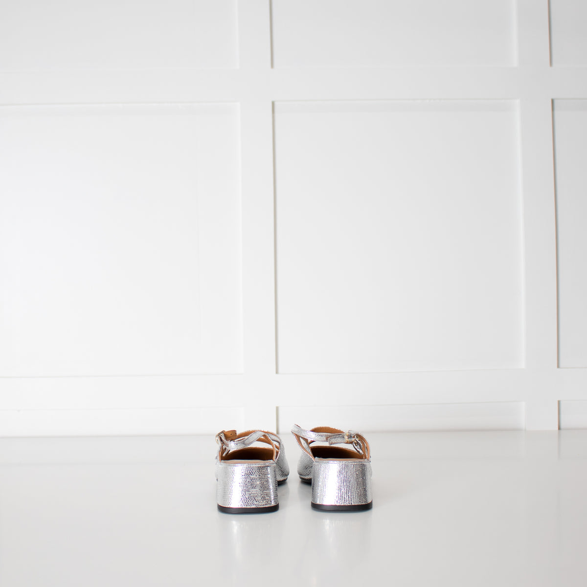 Les Souliers Sezane Silver Slingback Shoes