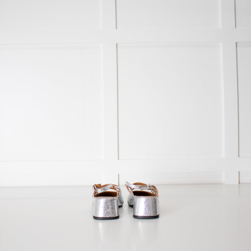 Les Souliers Sezane Silver Slingback Shoes