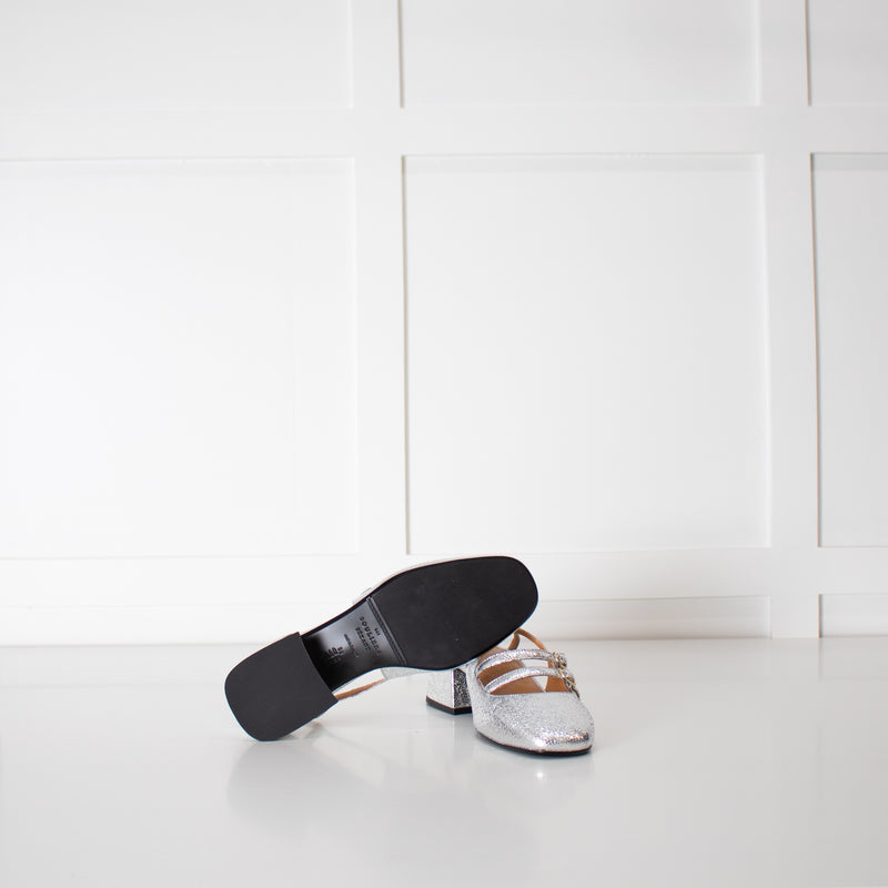 Les Souliers Sezane Silver Slingback Shoes