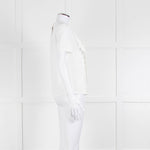 Claudie Pierlot White Scallop Front Detail Short Sleeve Top