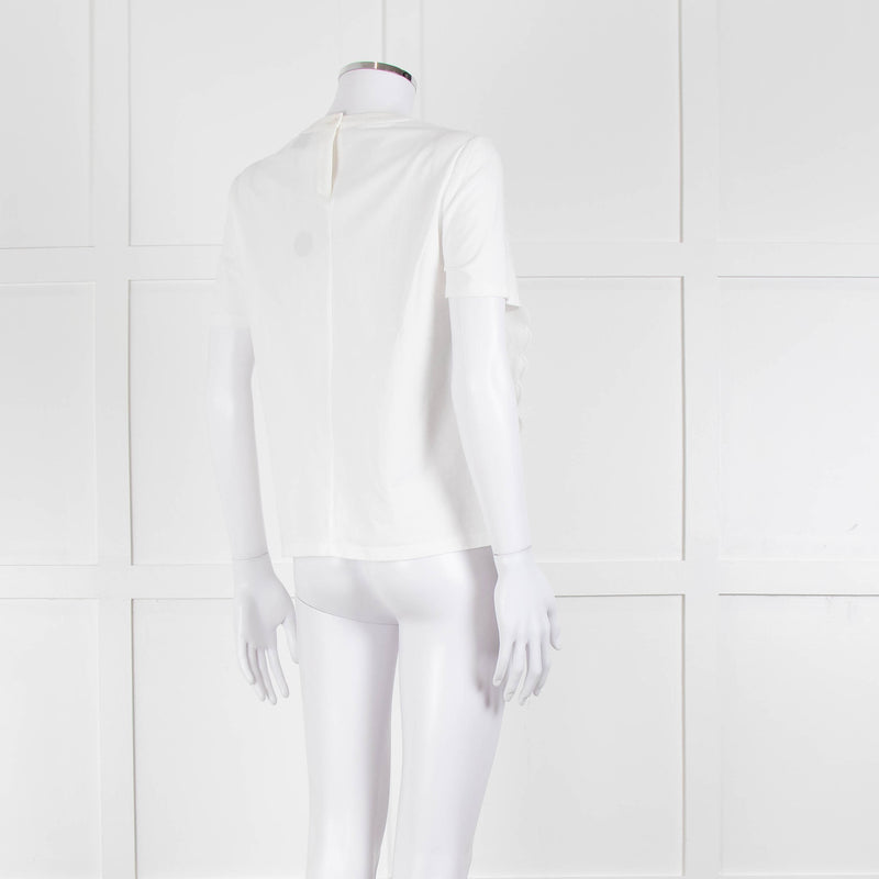 Claudie Pierlot White Scallop Front Detail Short Sleeve Top