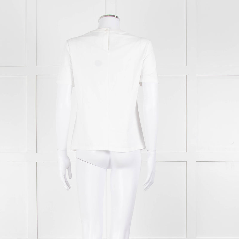 Claudie Pierlot White Scallop Front Detail Short Sleeve Top