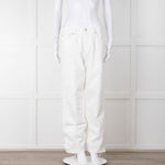 Maje White Wide Legged Unstitched Hem Jeans