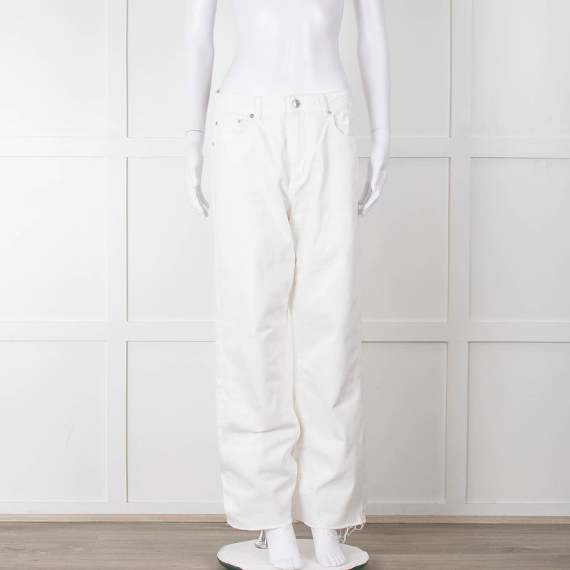 Maje White Wide Legged Unstitched Hem Jeans