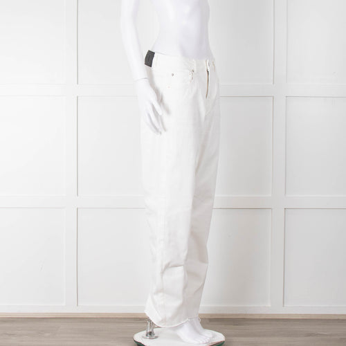 Maje White Wide Legged Unstitched Hem Jeans