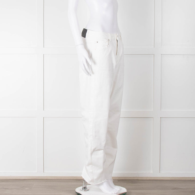 Maje White Wide Legged Unstitched Hem Jeans