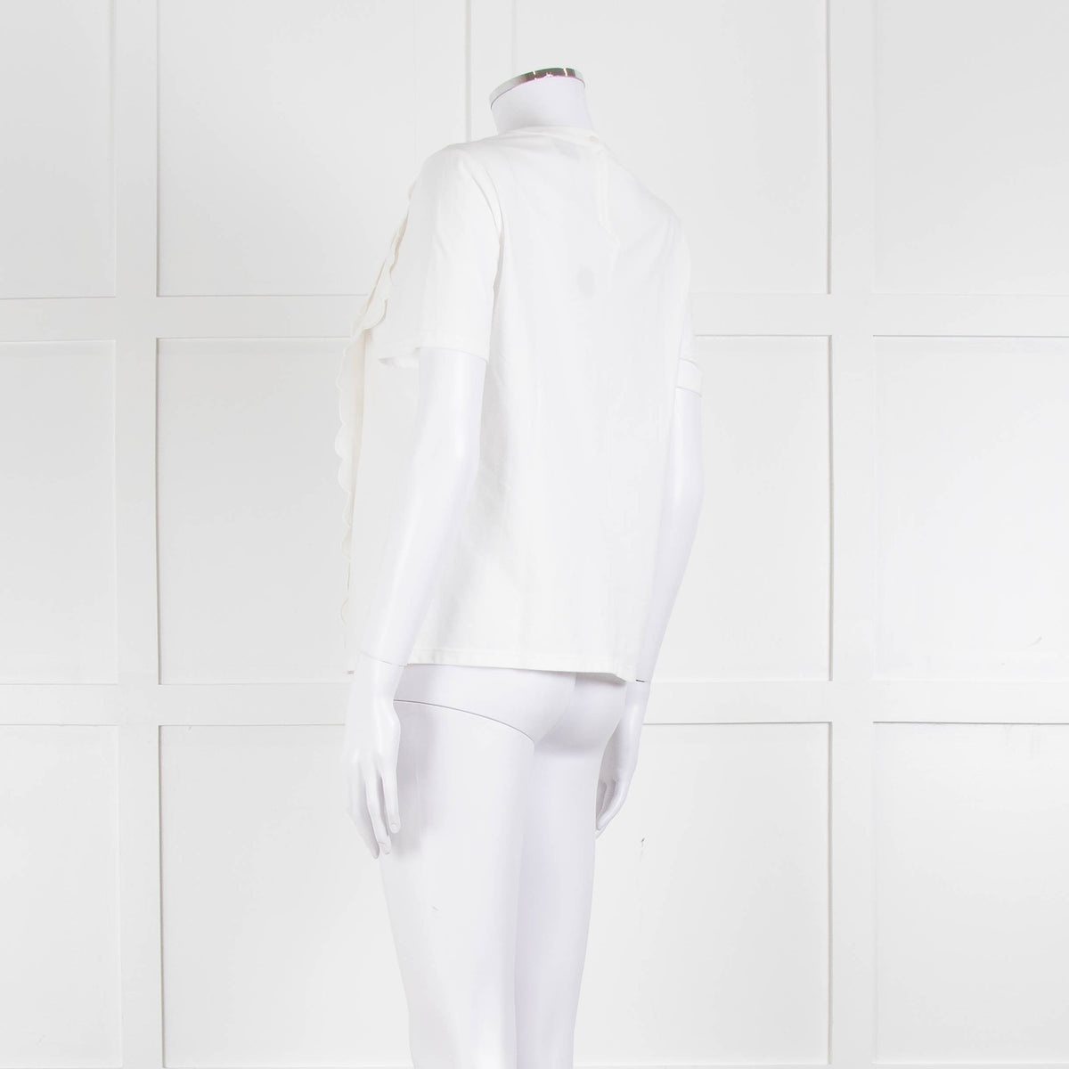 Claudie Pierlot White Scallop Front Detail Short Sleeve Top