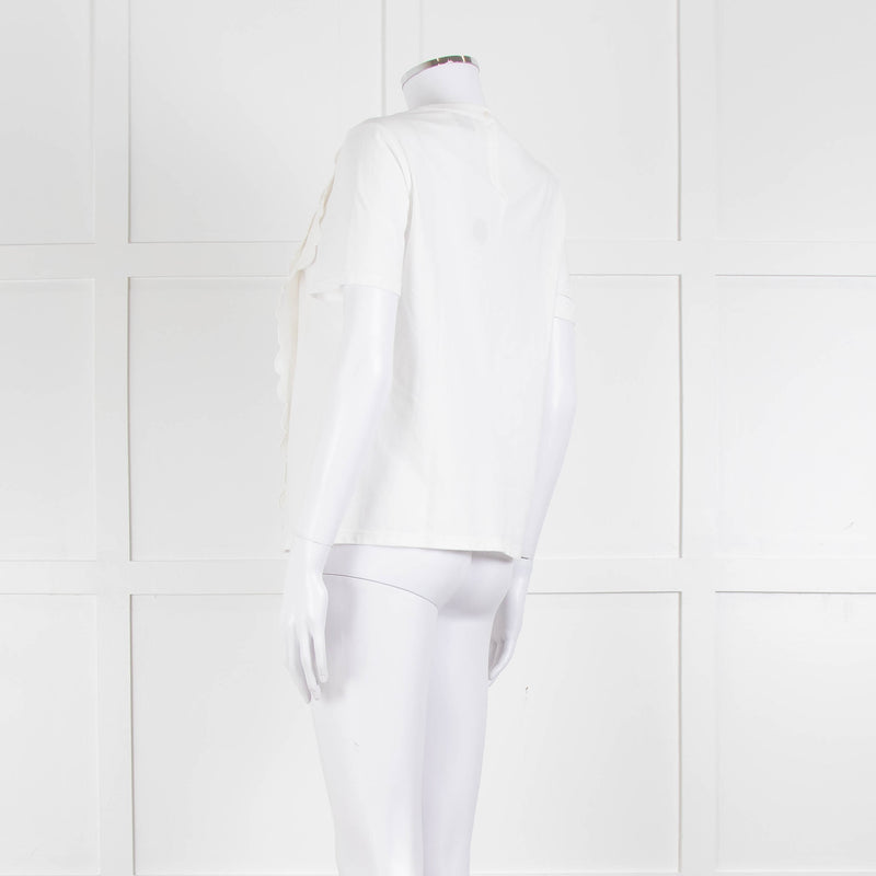 Claudie Pierlot White Scallop Front Detail Short Sleeve Top