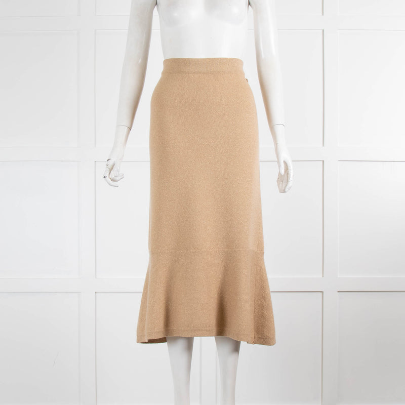 Chanel Gold Shimmery Cashmere Long Skirt