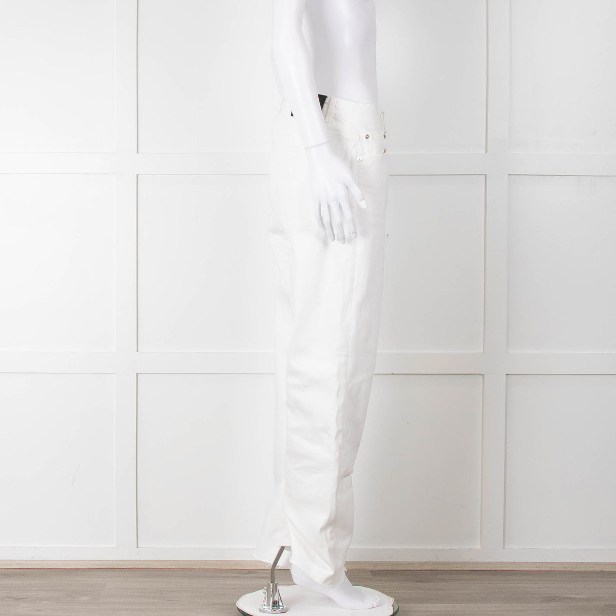 Maje White Wide Legged Unstitched Hem Jeans