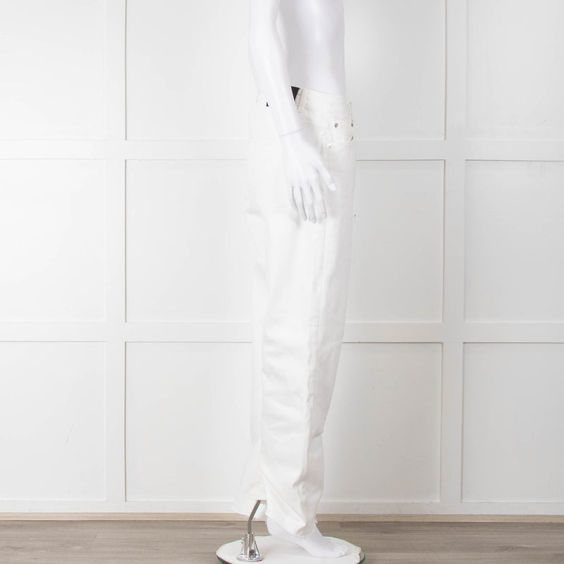 Maje White Wide Legged Unstitched Hem Jeans