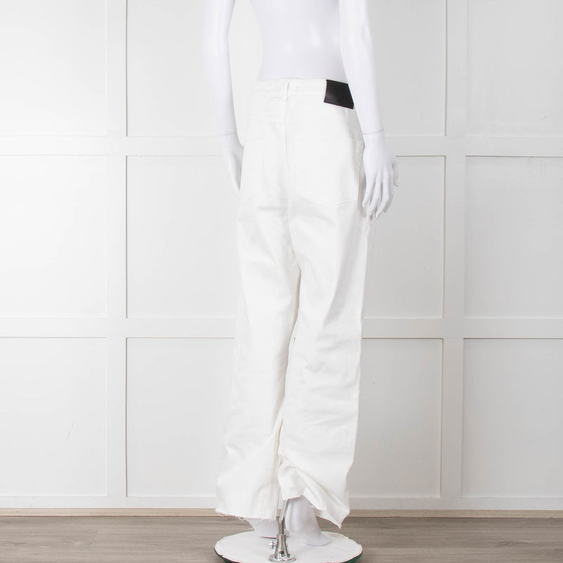 Maje White Wide Legged Unstitched Hem Jeans
