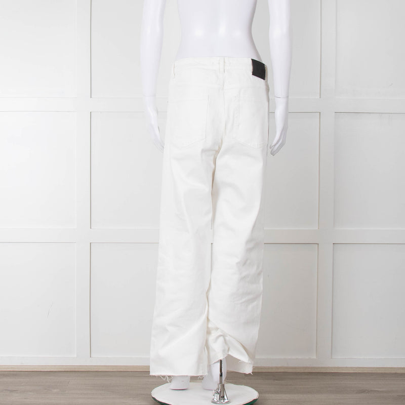 Maje White Wide Legged Unstitched Hem Jeans