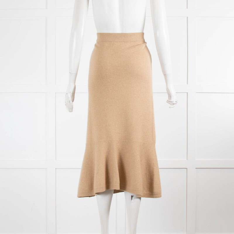 Chanel Gold Shimmery Cashmere Long Skirt